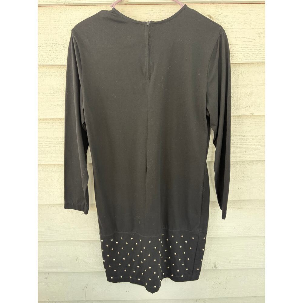 S Roberts Black Long Sleeve Dress Studded Hem Size M - Picture 3 of 6